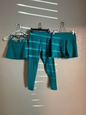 Beyond Yoga Spacedye Slim Racerback Cropped Tank, Matching Leggings and Shorts